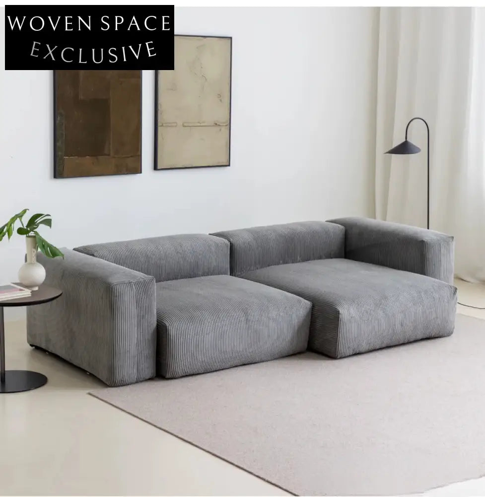 Home Furnishing Corduroy Fabric Modular Sofa Dark Blue Minimalist Free Combination Living Room Small Apartment Tofu