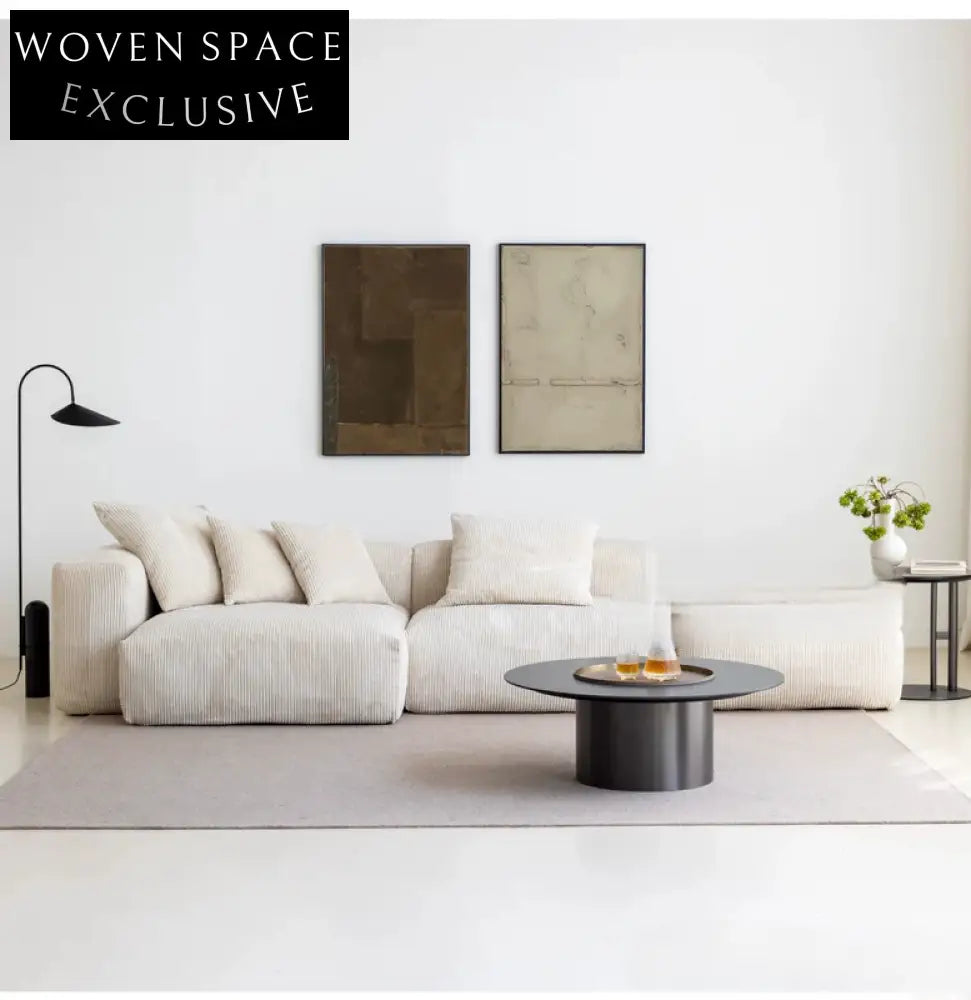 Home Furnishing Corduroy Fabric Modular Sofa Dark Blue Minimalist Free Combination Living Room Small Apartment Tofu