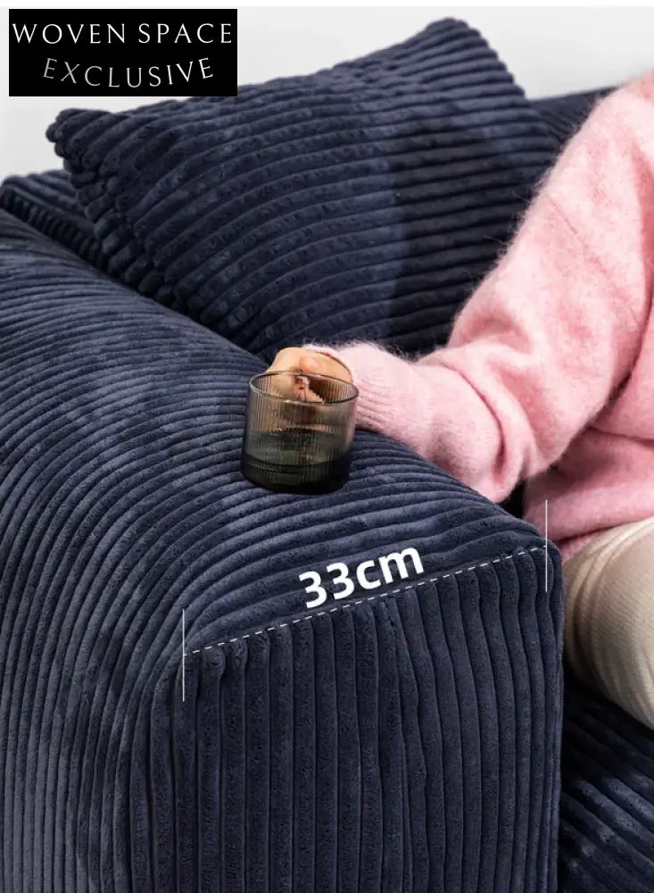 Home Furnishing Corduroy Fabric Modular Sofa Dark Blue Minimalist Free Combination Living Room Small Apartment Tofu