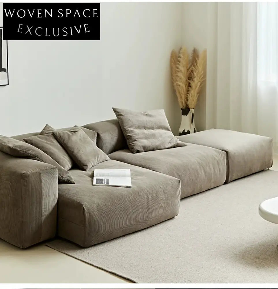 Home Furnishing Corduroy Fabric Modular Sofa Dark Blue Minimalist Free Combination Living Room Small Apartment Tofu