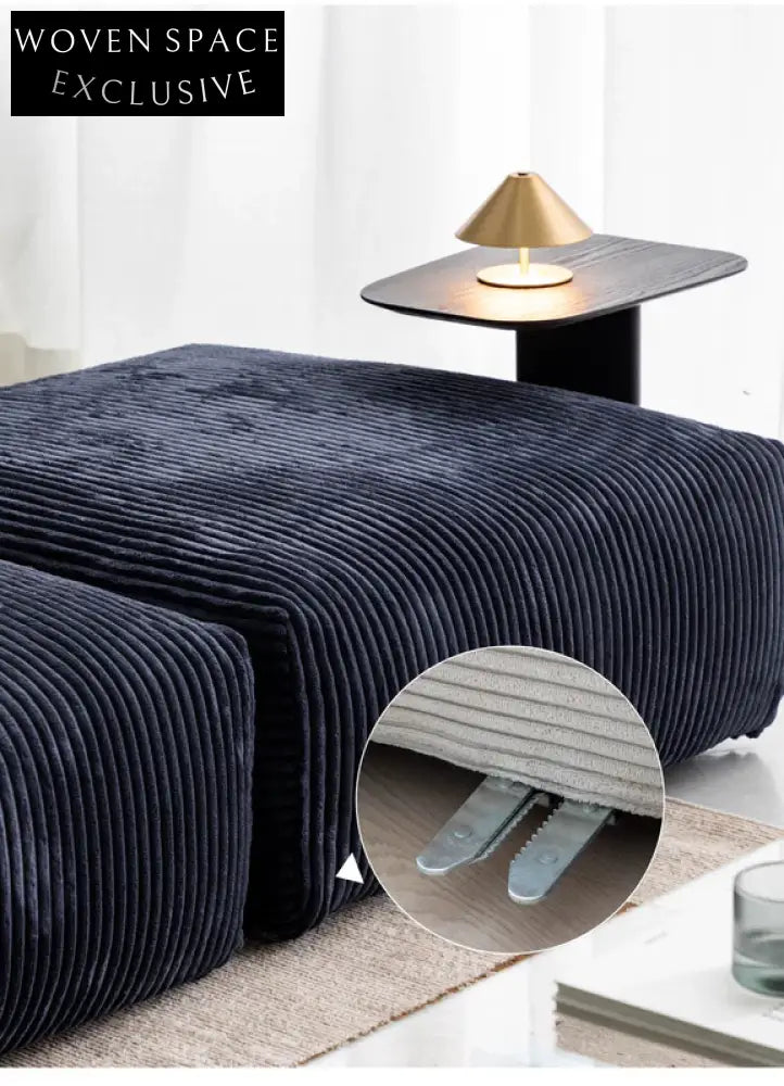 Home Furnishing Corduroy Fabric Modular Sofa Dark Blue Minimalist Free Combination Living Room Small Apartment Tofu