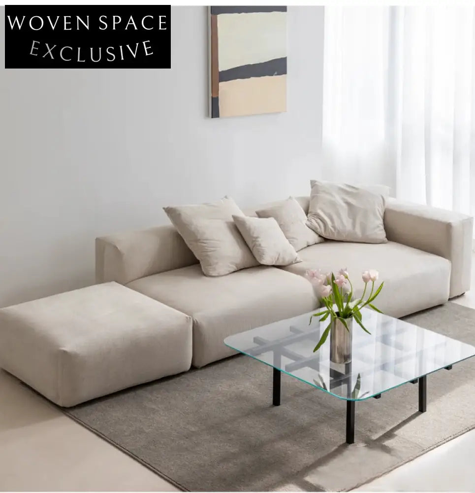 Home Furnishing Corduroy Fabric Modular Sofa Dark Blue Minimalist Free Combination Living Room Small Apartment Tofu