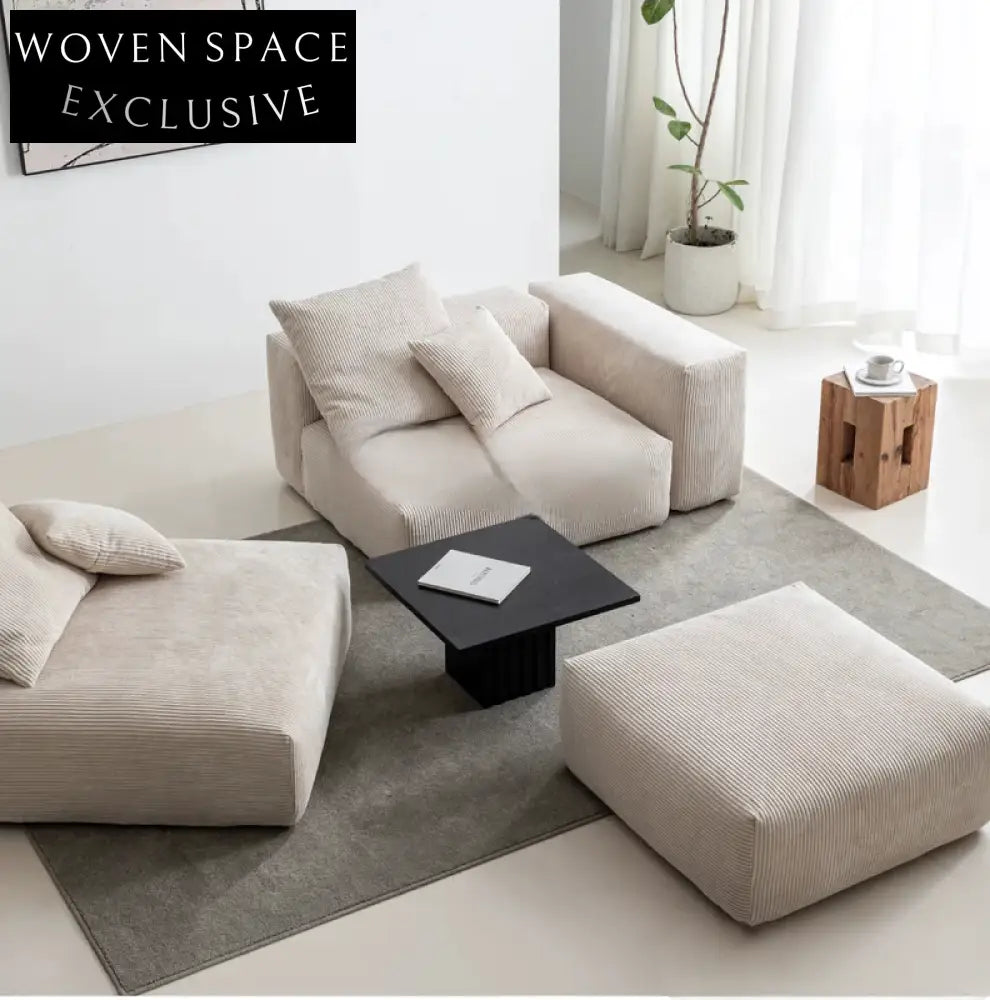 Home Furnishing Corduroy Fabric Modular Sofa Dark Blue Minimalist Free Combination Living Room Small Apartment Tofu