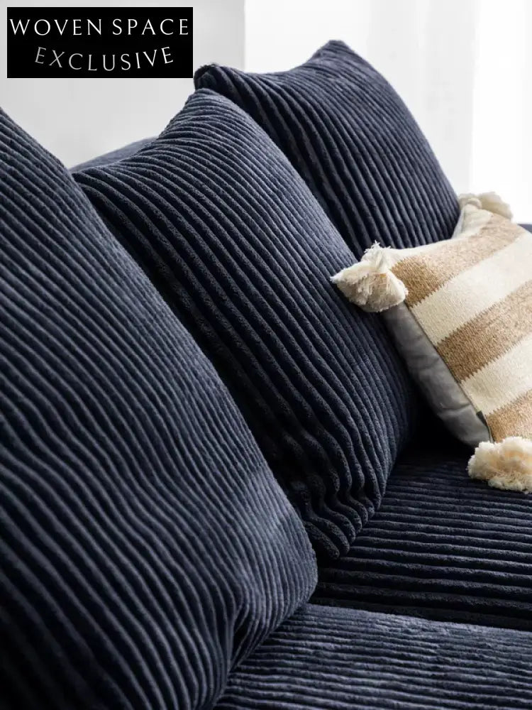 Home Furnishing Corduroy Fabric Modular Sofa Dark Blue Minimalist Free Combination Living Room Small Apartment Tofu