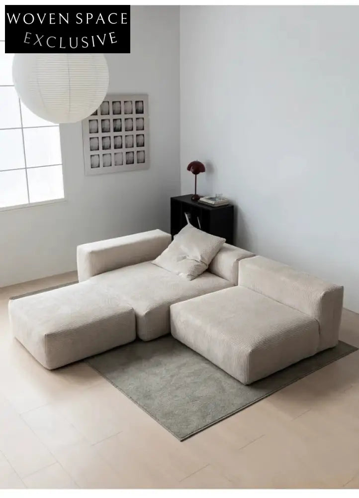 Home Furnishing Corduroy Fabric Modular Sofa Dark Blue Minimalist Free Combination Living Room Small Apartment Tofu