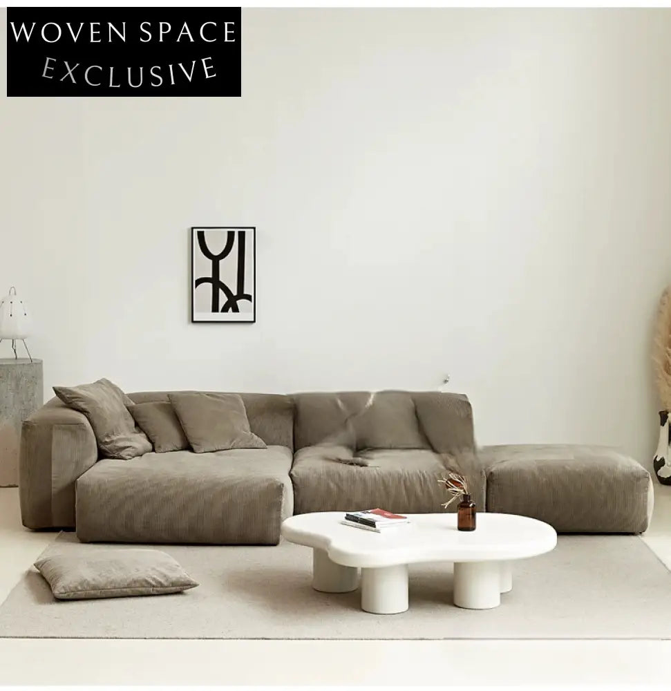 Home Furnishing Corduroy Fabric Modular Sofa Dark Blue Minimalist Free Combination Living Room Small Apartment Tofu