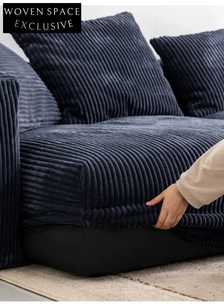 Home Furnishing Corduroy Fabric Modular Sofa Dark Blue Minimalist Free Combination Living Room Small Apartment Tofu