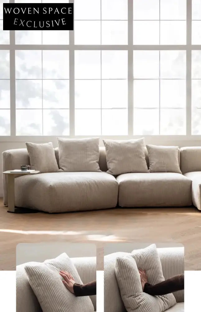 Home Furnishing Corduroy Fabric Sofa Module Combination Nordic Simple Living Room Removable and Washable Tofu Block Sofa