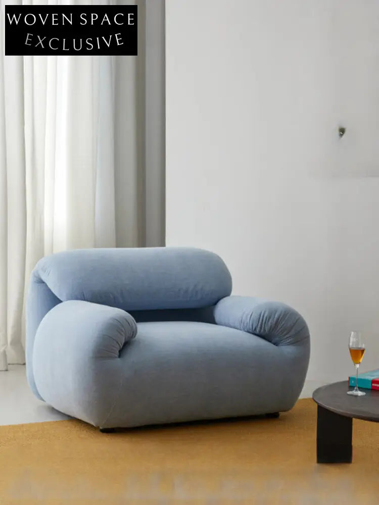 Home Furnishing Single Sofa Blue Italian Minimalist Living Room Fabric Folding Lazy Backrest Adjustable