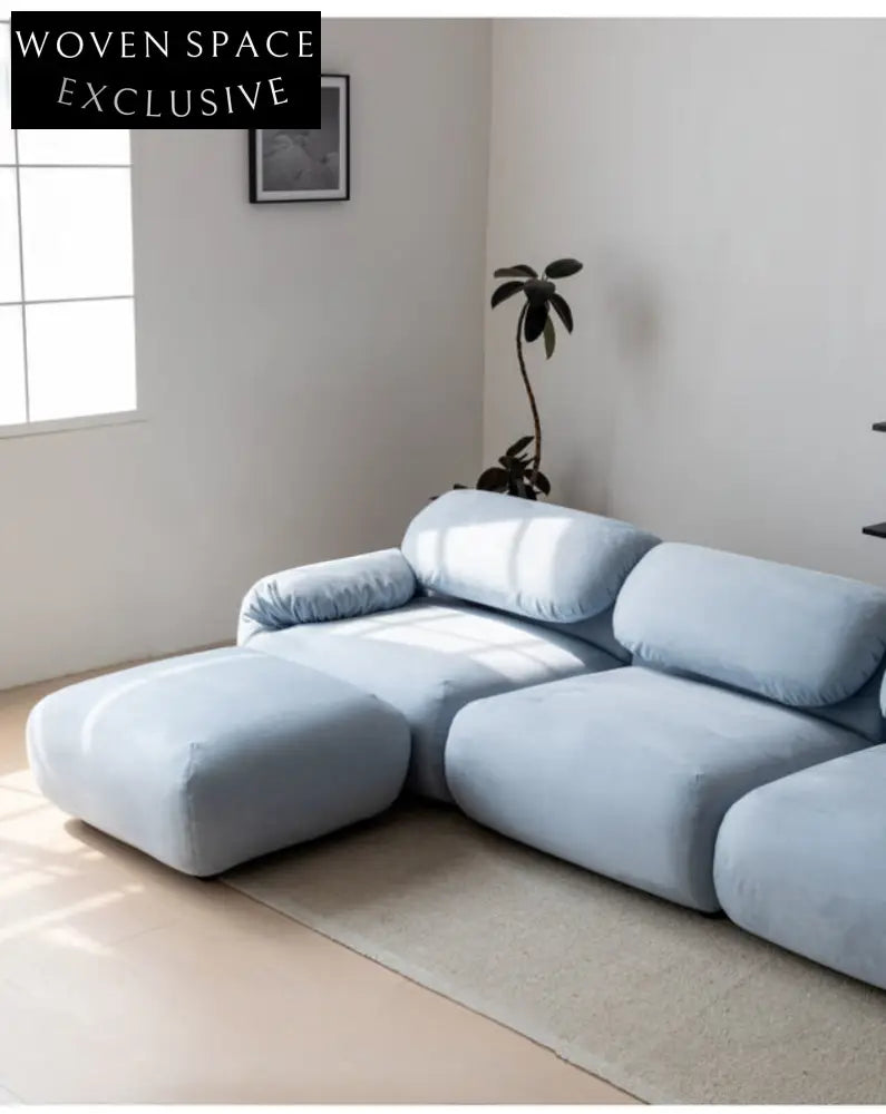 Home Furnishing Single Sofa Blue Italian Minimalist Living Room Fabric Folding Lazy Backrest Adjustable