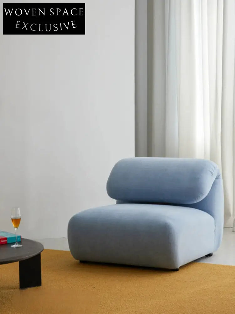 Home Furnishing Single Sofa Blue Italian Minimalist Living Room Fabric Folding Lazy Backrest Adjustable