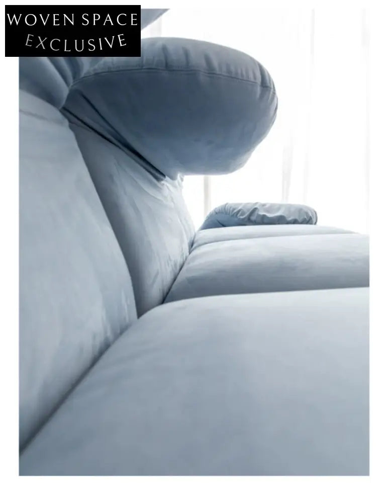 Home Furnishing Single Sofa Blue Italian Minimalist Living Room Fabric Folding Lazy Backrest Adjustable