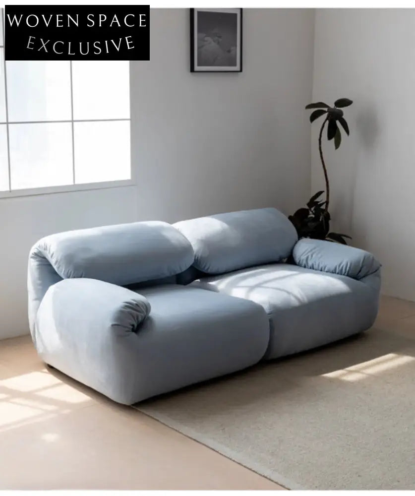 Home Furnishing Single Sofa Blue Italian Minimalist Living Room Fabric Folding Lazy Backrest Adjustable