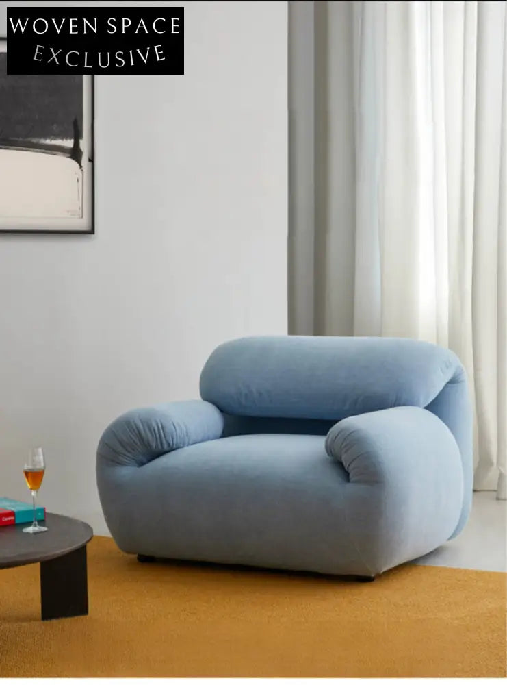 Home Furnishing Single Sofa Blue Italian Minimalist Living Room Fabric Folding Lazy Backrest Adjustable