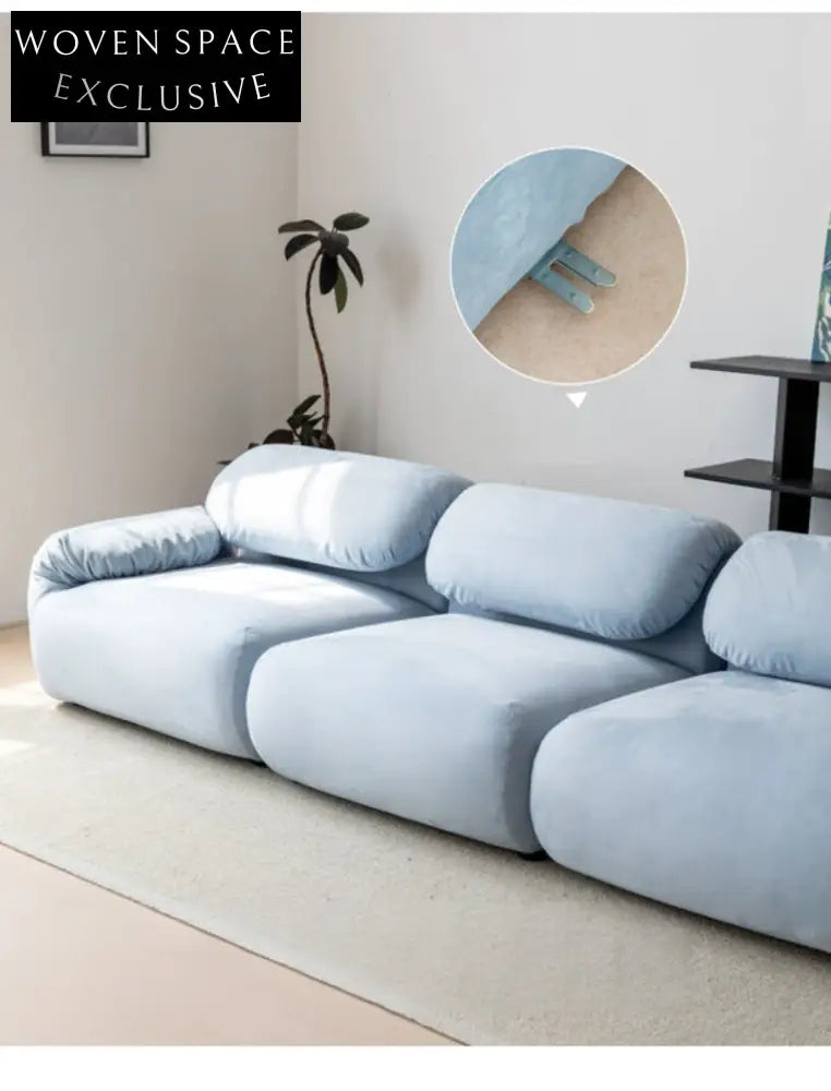 Home Furnishing Single Sofa Blue Italian Minimalist Living Room Fabric Folding Lazy Backrest Adjustable