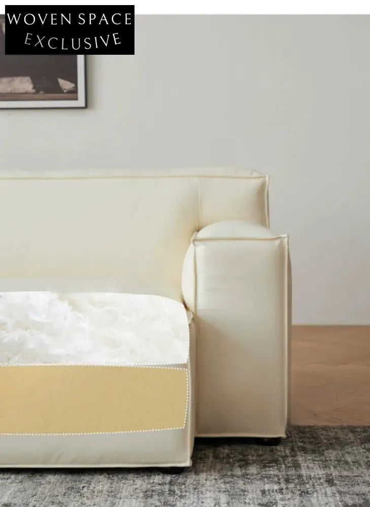 Home Furnishing Square Leather Sofa Module Combination Living Room Straight Leather Art Microfiber Leather Italian