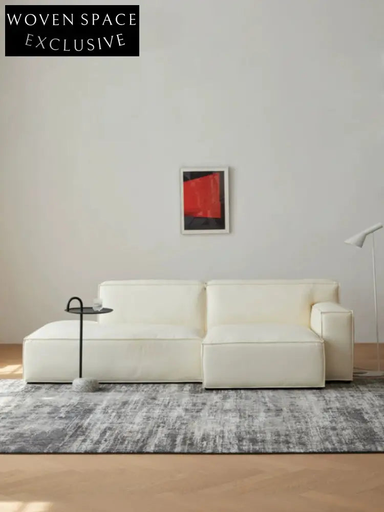 Home Furnishing Square Leather Sofa Module Combination Living Room Straight Leather Art Microfiber Leather Italian