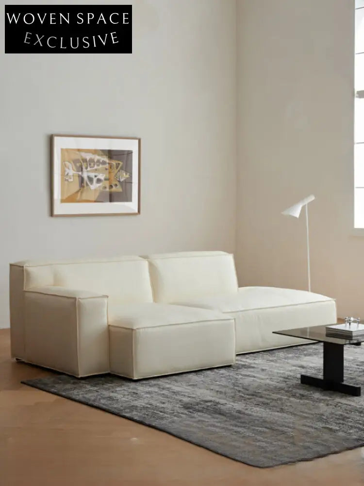 Home Furnishing Square Leather Sofa Module Combination Living Room Straight Leather Art Microfiber Leather Italian