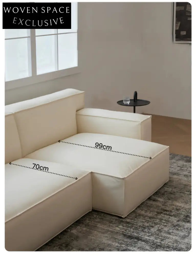 Home Furnishing Square Leather Sofa Module Combination Living Room Straight Leather Art Microfiber Leather Italian