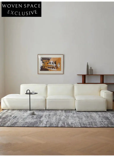 Home Furnishing Square Leather Sofa Module Combination Living Room Straight Leather Art Microfiber Leather Italian