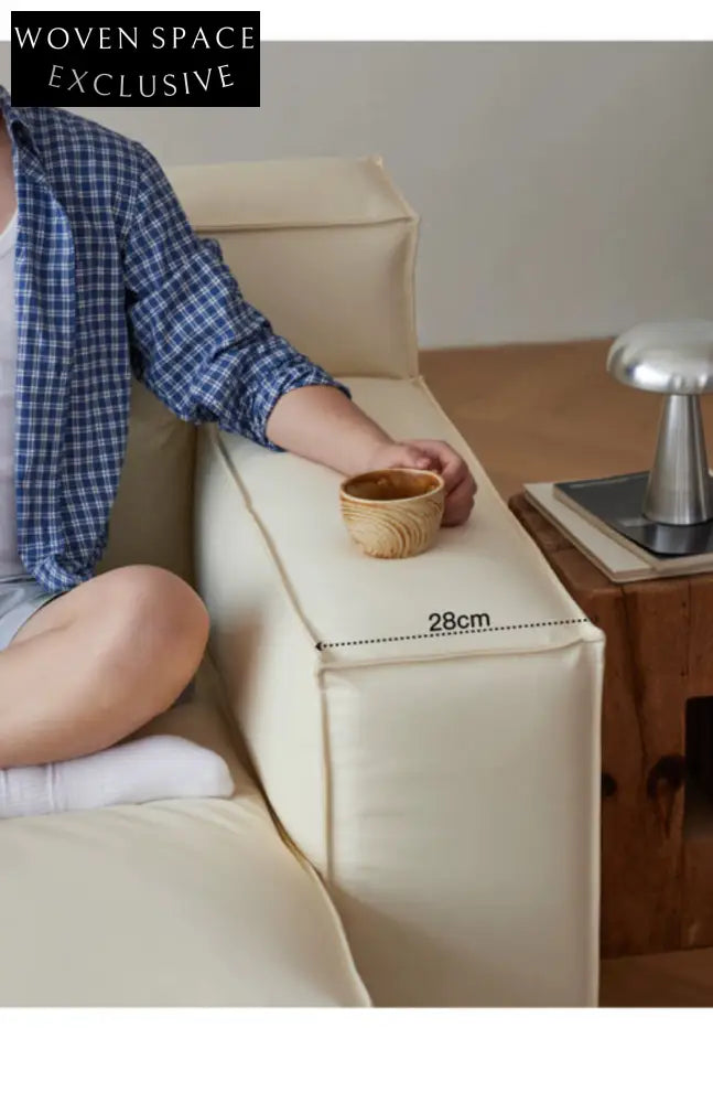 Home Furnishing Square Leather Sofa Module Combination Living Room Straight Leather Art Microfiber Leather Italian