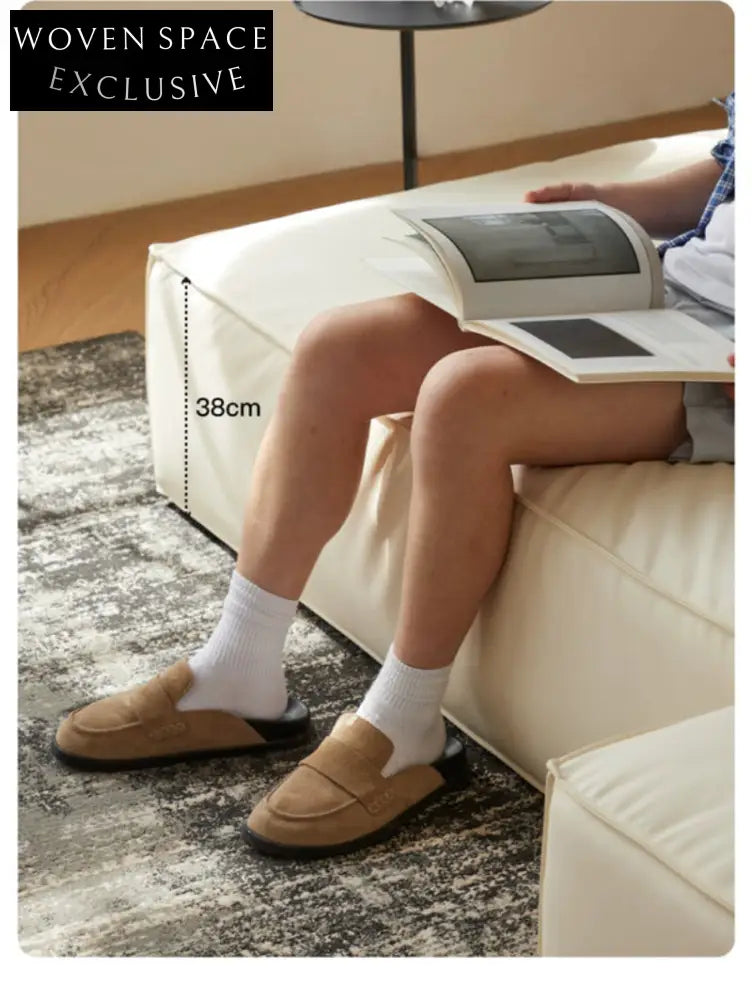 Home Furnishing Square Leather Sofa Module Combination Living Room Straight Leather Art Microfiber Leather Italian