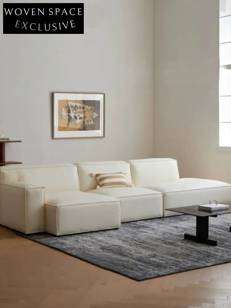 Home Furnishing Square Leather Sofa Module Combination Living Room Straight Leather Art Microfiber Leather Italian