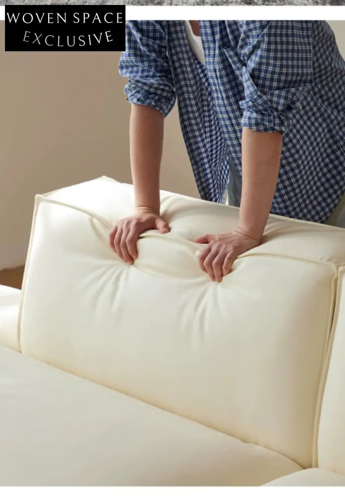 Home Furnishing Square Leather Sofa Module Combination Living Room Straight Leather Art Microfiber Leather Italian
