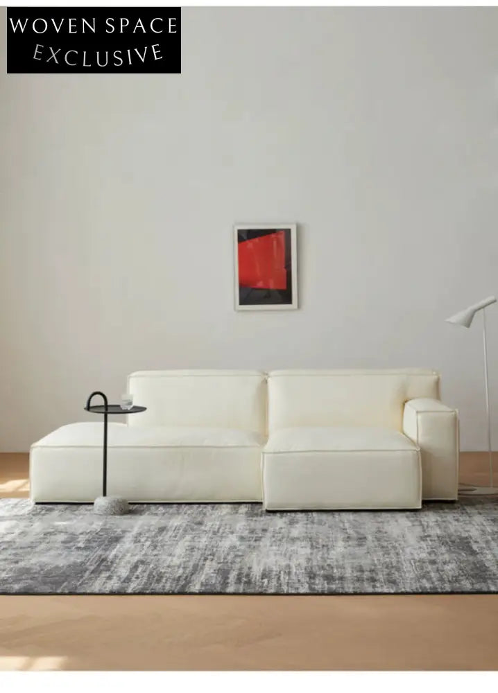 Home Furnishing Square Leather Sofa Module Combination Living Room Straight Leather Art Microfiber Leather Italian