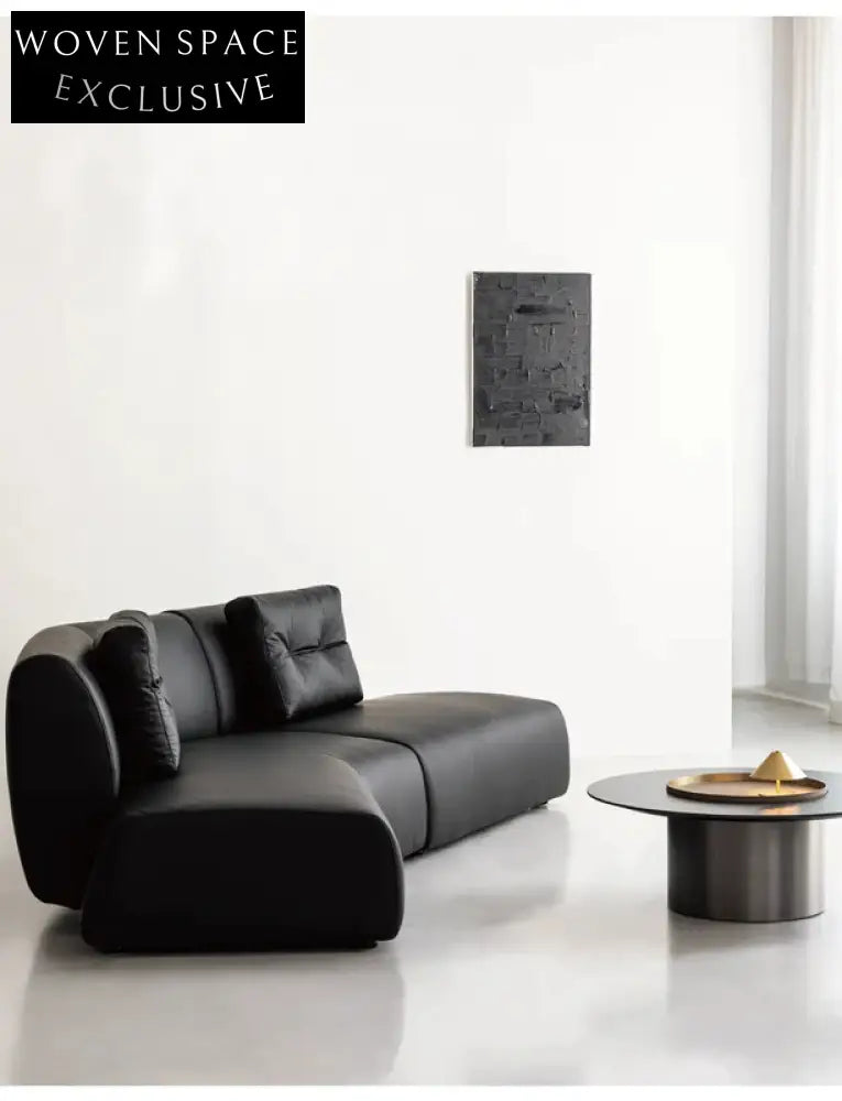 Home Leather Sofa Bevel Black Light Luxury High-end Designer Minimalist Modular Corner Special-shaped Sofa