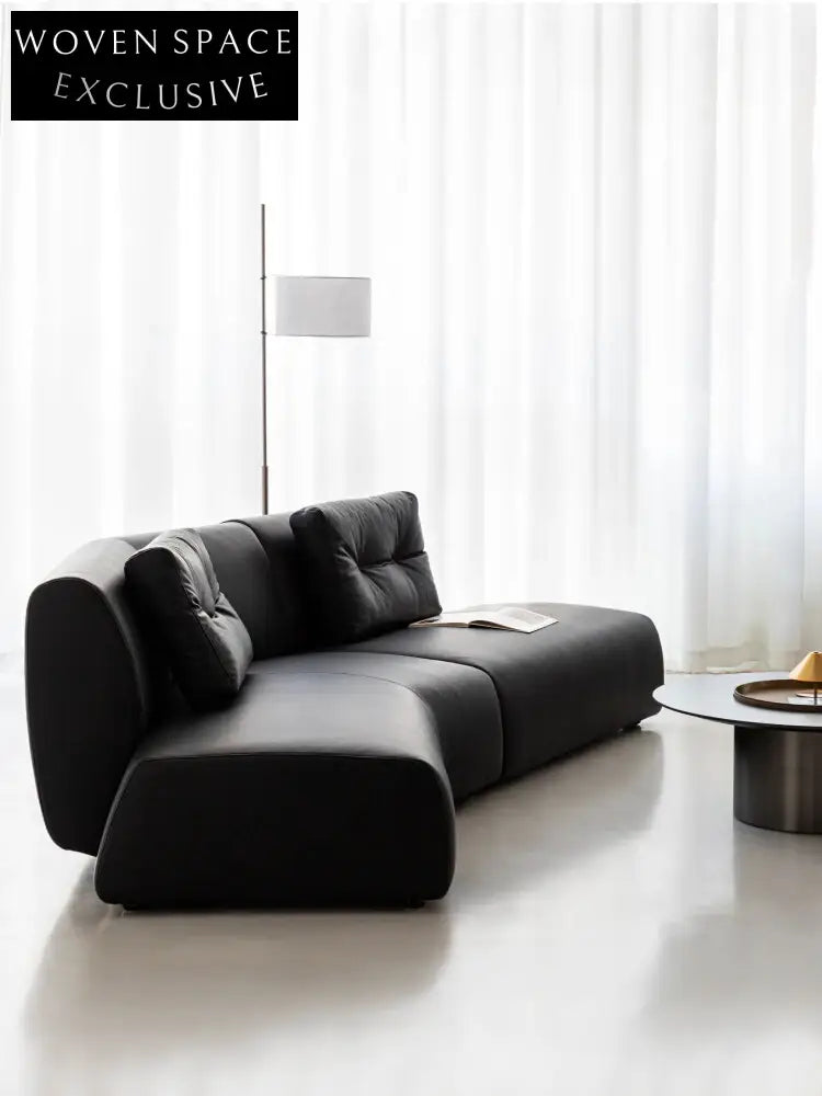 Home Leather Sofa Bevel Black Light Luxury High-end Designer Minimalist Modular Corner Special-shaped Sofa