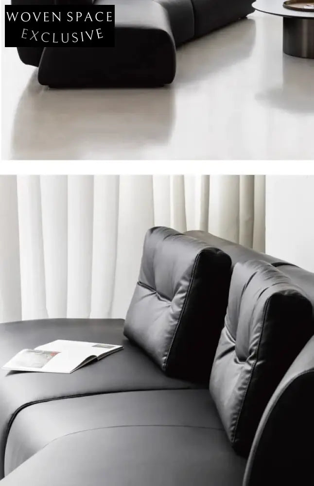 Home Leather Sofa Bevel Black Light Luxury High-end Designer Minimalist Modular Corner Special-shaped Sofa