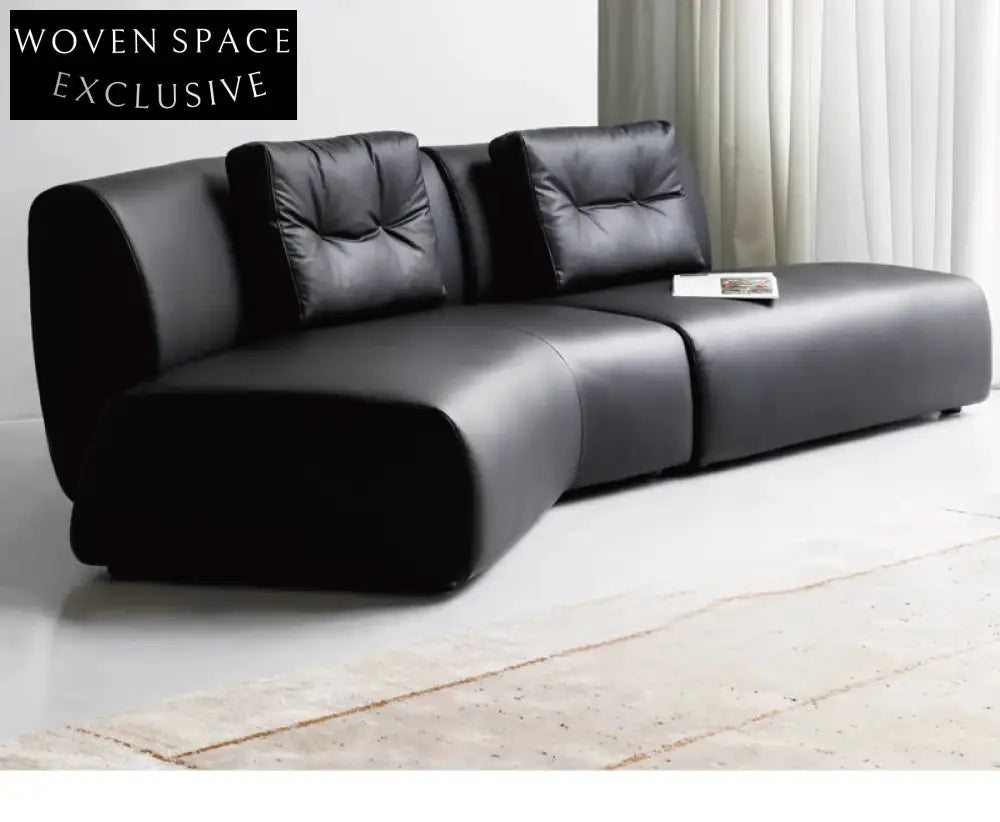 Home Leather Sofa Bevel Black Light Luxury High-end Designer Minimalist Modular Corner Special-shaped Sofa