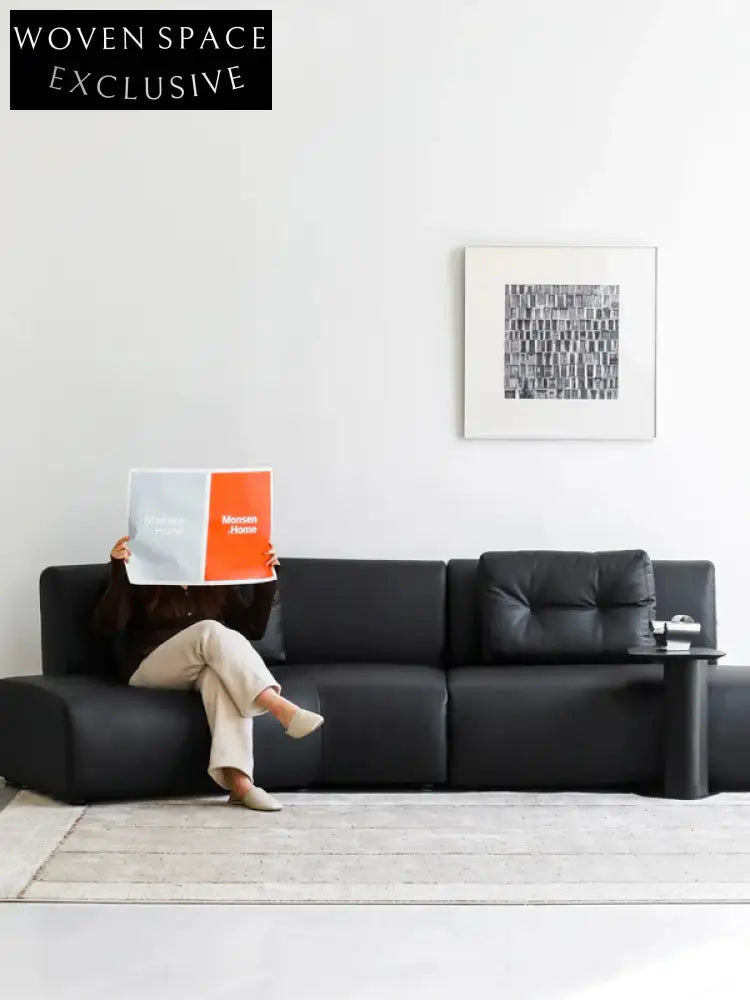 Home Leather Sofa Bevel Black Light Luxury High-end Designer Minimalist Modular Corner Special-shaped Sofa