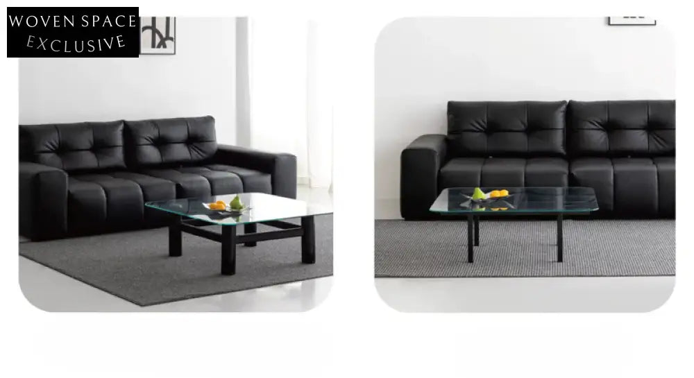 Home Pixel Leather Sofa Removable Backrest Black Italian Light Luxury High-end Adjustable Big Black Bull