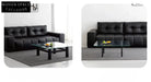 Home Pixel Leather Sofa Removable Backrest Black Italian Light Luxury High-end Adjustable Big Black Bull