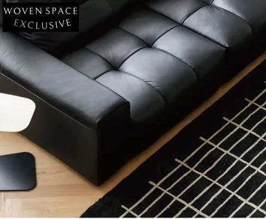 Home Pixel Leather Sofa Removable Backrest Black Italian Light Luxury High-end Adjustable Big Black Bull