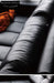 Home Pixel Leather Sofa Removable Backrest Black Italian Light Luxury High-end Adjustable Big Black Bull