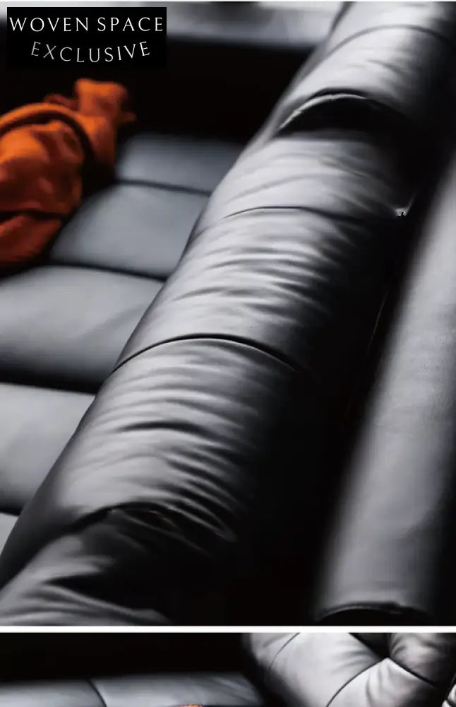 Home Pixel Leather Sofa Removable Backrest Black Italian Light Luxury High-end Adjustable Big Black Bull