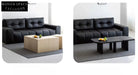 Home Pixel Leather Sofa Removable Backrest Black Italian Light Luxury High-end Adjustable Big Black Bull