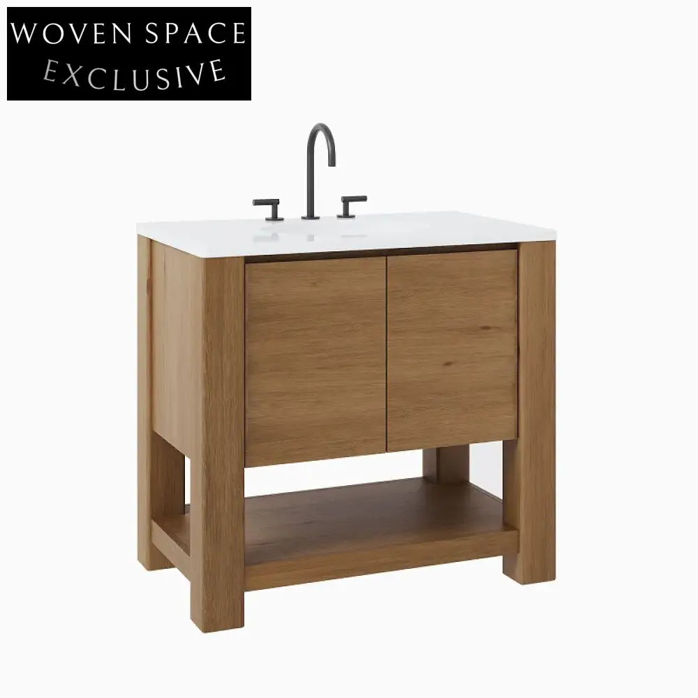 Homedee 36-inch Solid Wood Floor-Mounted Modern Bathroom Vanity Cabinet with Sink