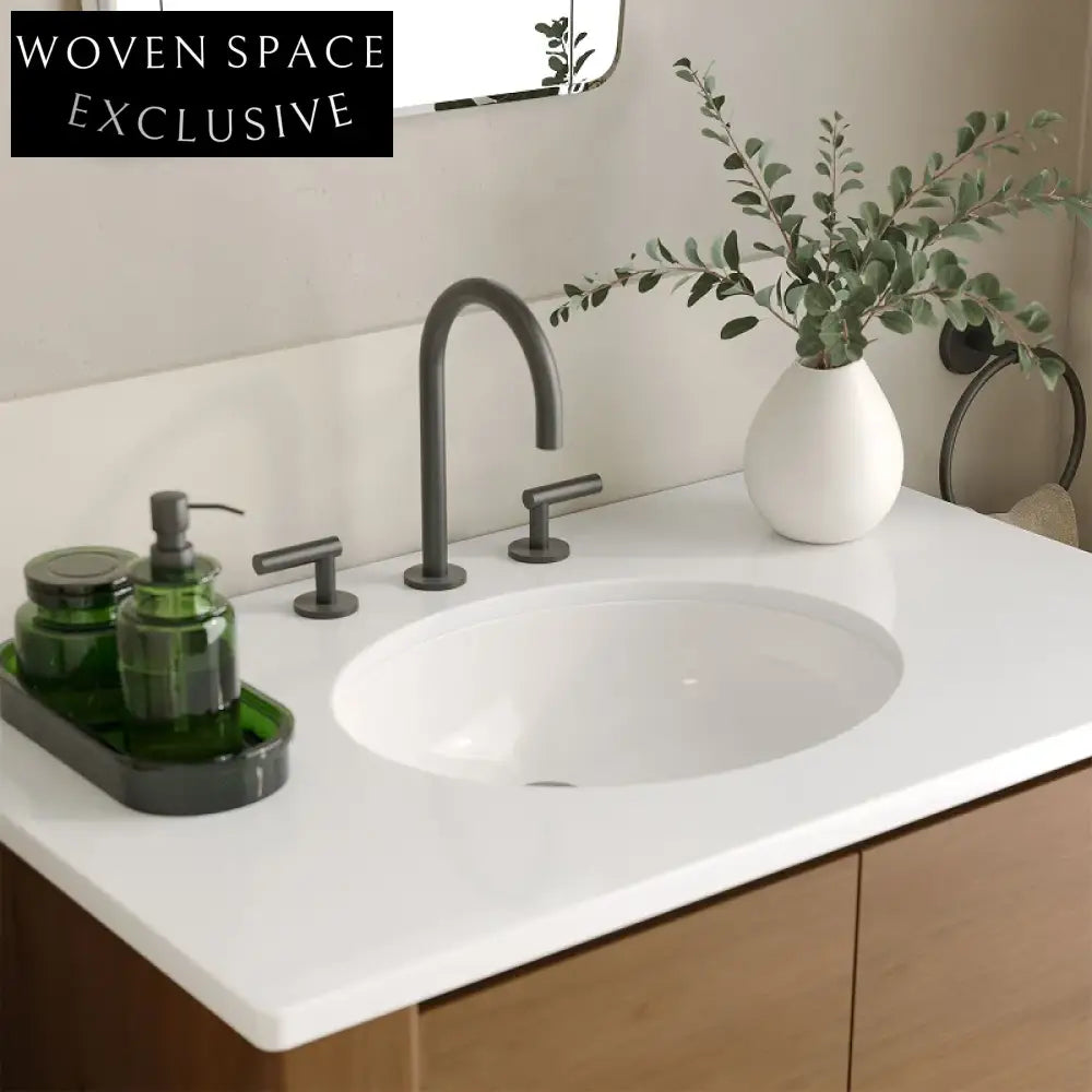 Homedee 36-inch Solid Wood Floor-Mounted Modern Bathroom Vanity Cabinet with Sink