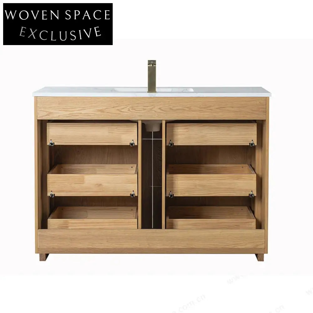 Homedee 48-Inch Solid Wood Floor Mounted Bathroom Vanity Cabinet with Six Drawers