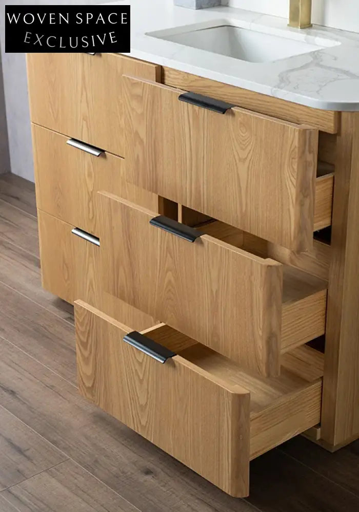 Homedee 48-Inch Solid Wood Floor Mounted Bathroom Vanity Cabinet with Six Drawers