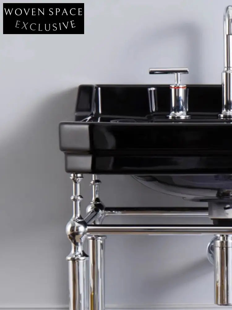 Hudson English Retro Brass Ceramic Bracket Washbasin - Black