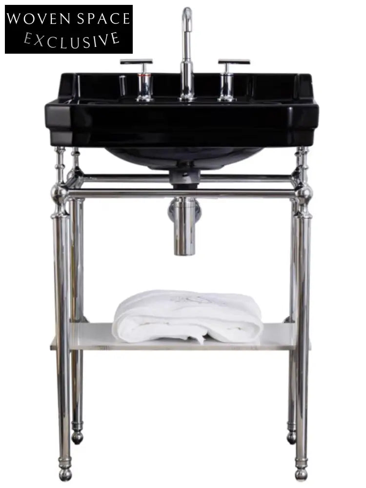 Hudson English Retro Brass Ceramic Bracket Washbasin - Black