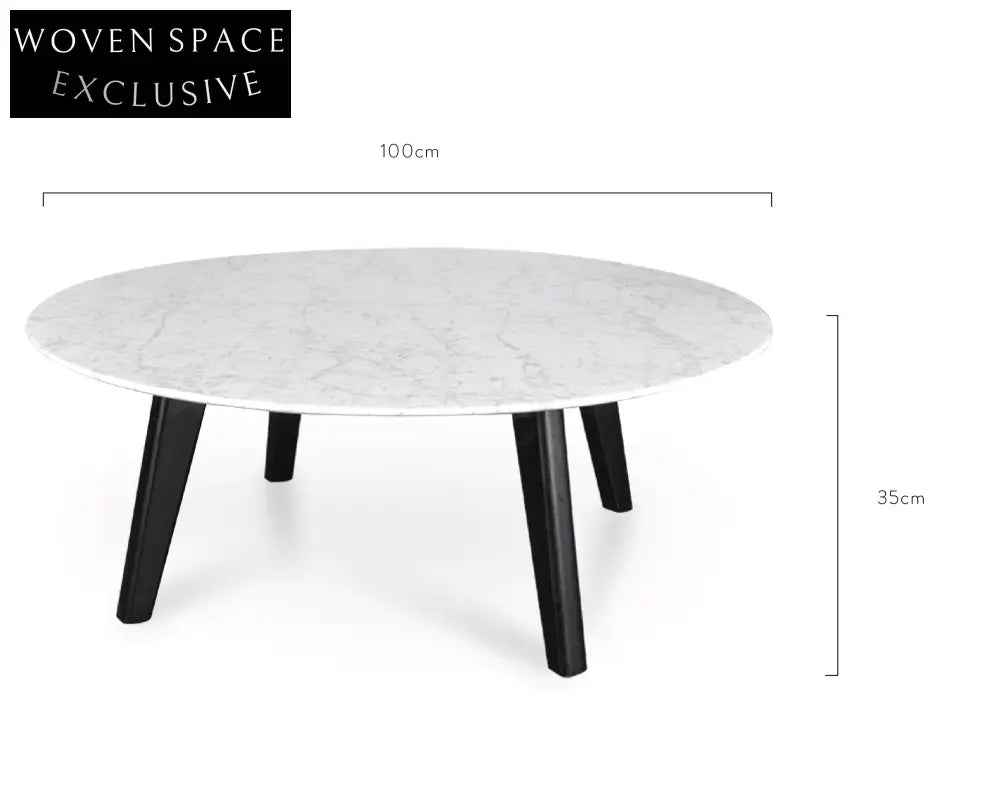 Hunter 100cm Marble Coffee Table - Black Coffee Tables