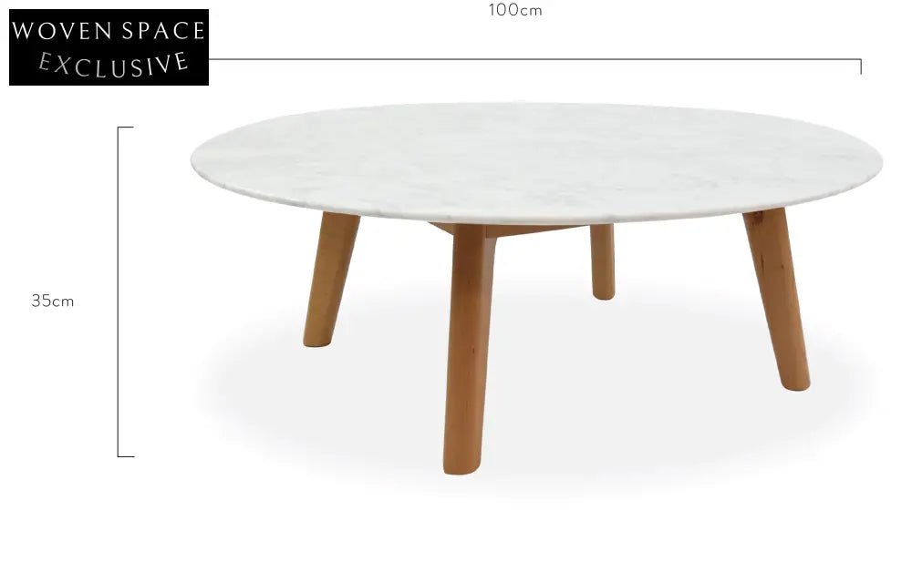 Hunter 100cm Marble Round Coffee Table - Natural Coffee Tables