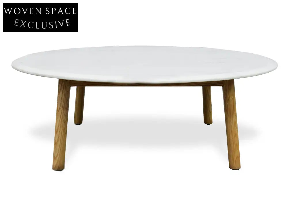 Hunter 100cm Marble Round Coffee Table - Natural Coffee Tables