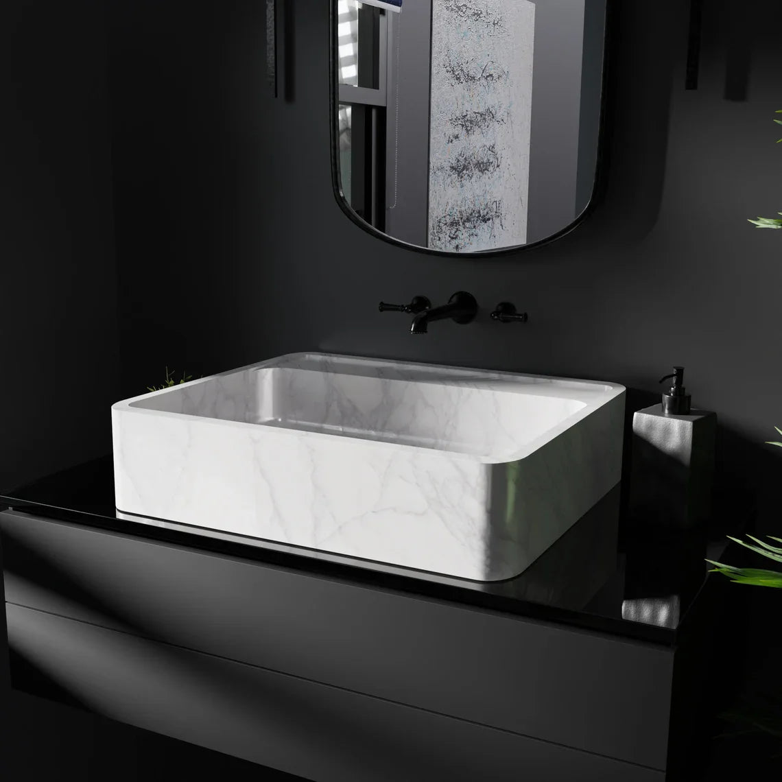 Marjolie Retro Black Wall-Mounted Mirror